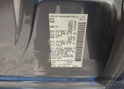 2023 Nissan Frontier Sv 4X4 из США, поврежденный, VIN 1N6ED1EK2PN600197